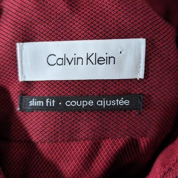 Calvin Klein Dress Shirt Slim Fit Burgundy 15 1/2 32 33 - Picture 5 of 6
